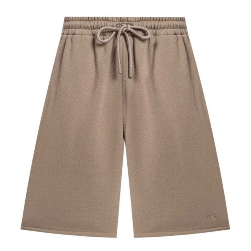 Off-White Unisex Adult Embroidered Sweat Shorts / Brown